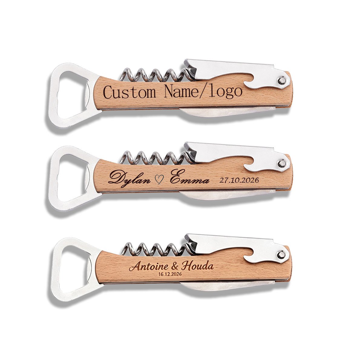 Wine Beer Name - 20 Pezzi Apribottiglie in Legno Personalizzati